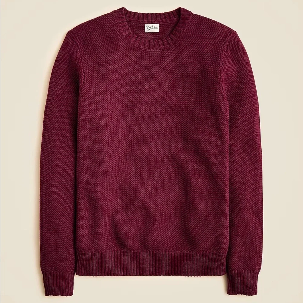 J crew vintage burgundy Basket-stitch cotton crewneck sweater